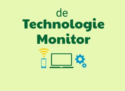 De Technologie Monitor met afbeeldingen telefoon, laptop en radars