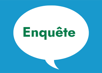 Tekstballon met daarin het woord ‘Enquête’